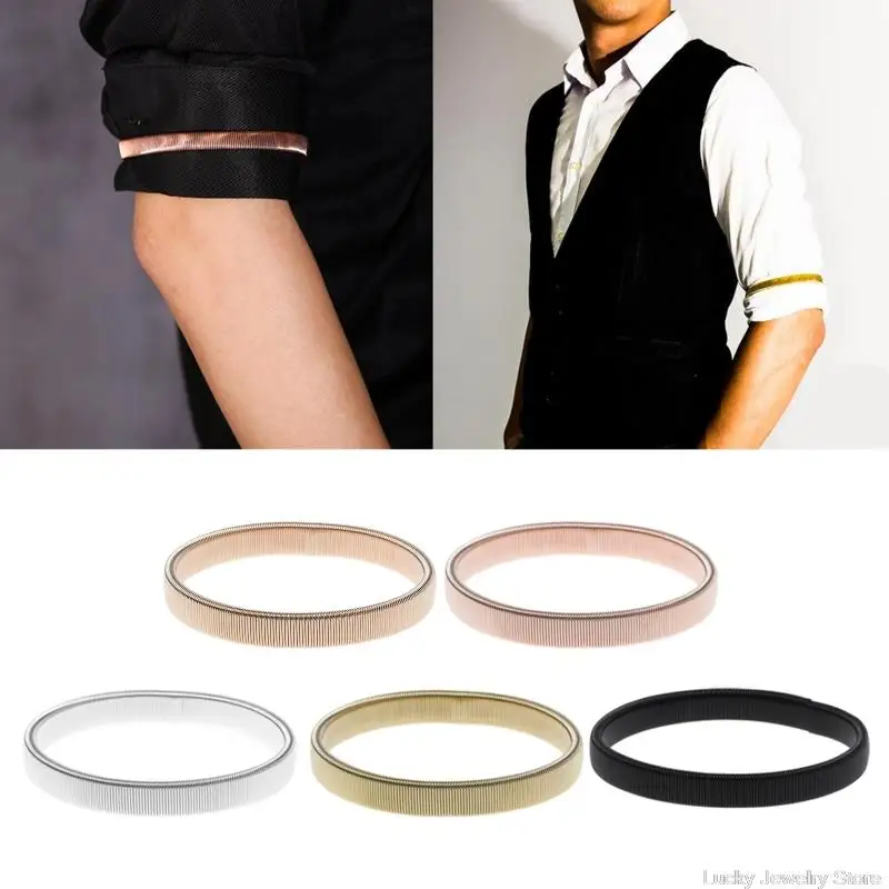 Multi Colors Metal Shirt Long Sleeve Holder Adjustable Unisex Non-Slip Cuff Fashion Bracelets for Band Stretch Garters