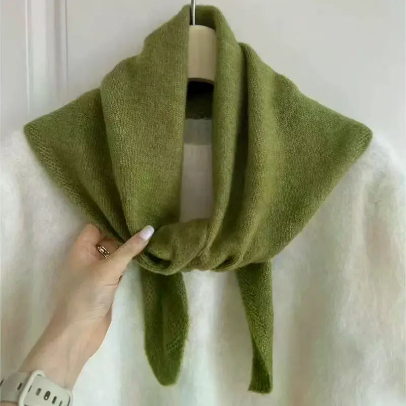 1 قطعة الكورية نمط الصوف محبوك الثلاثي وشاح المرأة الحجاب وشاح محبوك متعددة الوظائف الدافئة وشاح محبوك