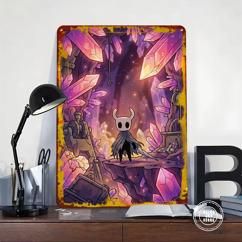 Hollow Knight in Crystal Peak Printing Poster Customized Retro Wall Art Vintage Metal Signs for Fans Bedroom Decorations Decor
