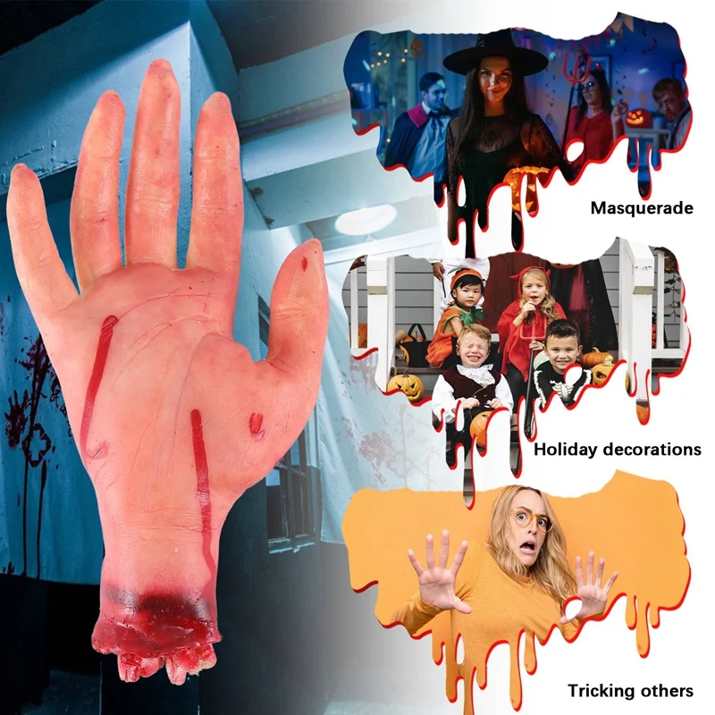 New Bloody Horror Scary Halloween Prop Fake Severed Life Size Arm Hand House 19 X 10.5Cm