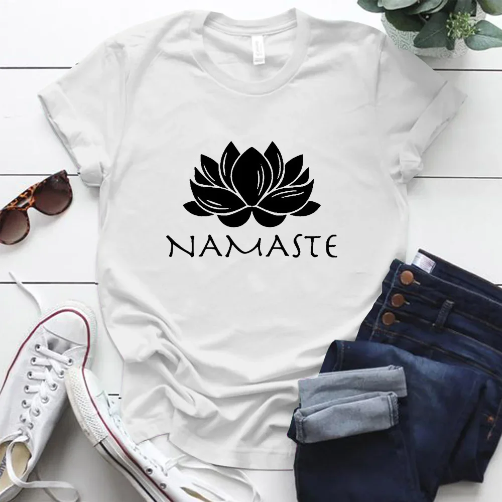 Namaste Letter Print Women T Shirt Short Sleeve O Neck Loose Women Tshirt Ladies Fashion Tee Shirt Tops Camisetas Mujer