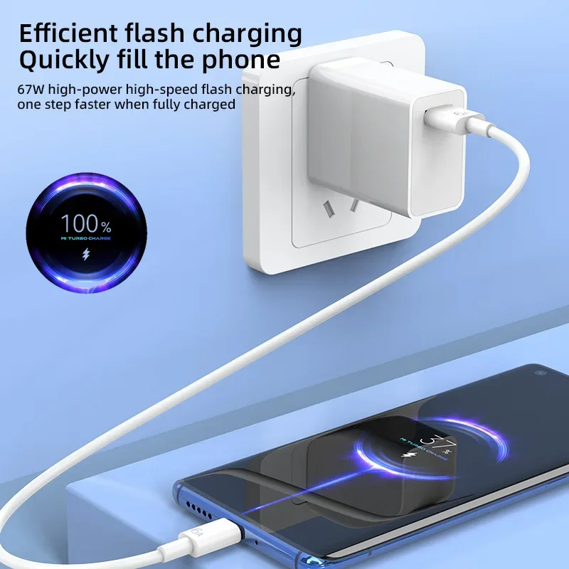 US Plug 6A 67W Ultra Fast Charger for Xiaomi 10T 11 12 Lite 13T Redmi Note 10 11T 12T 13 POCO X4 X5 F5 Type C USB Charging Cable