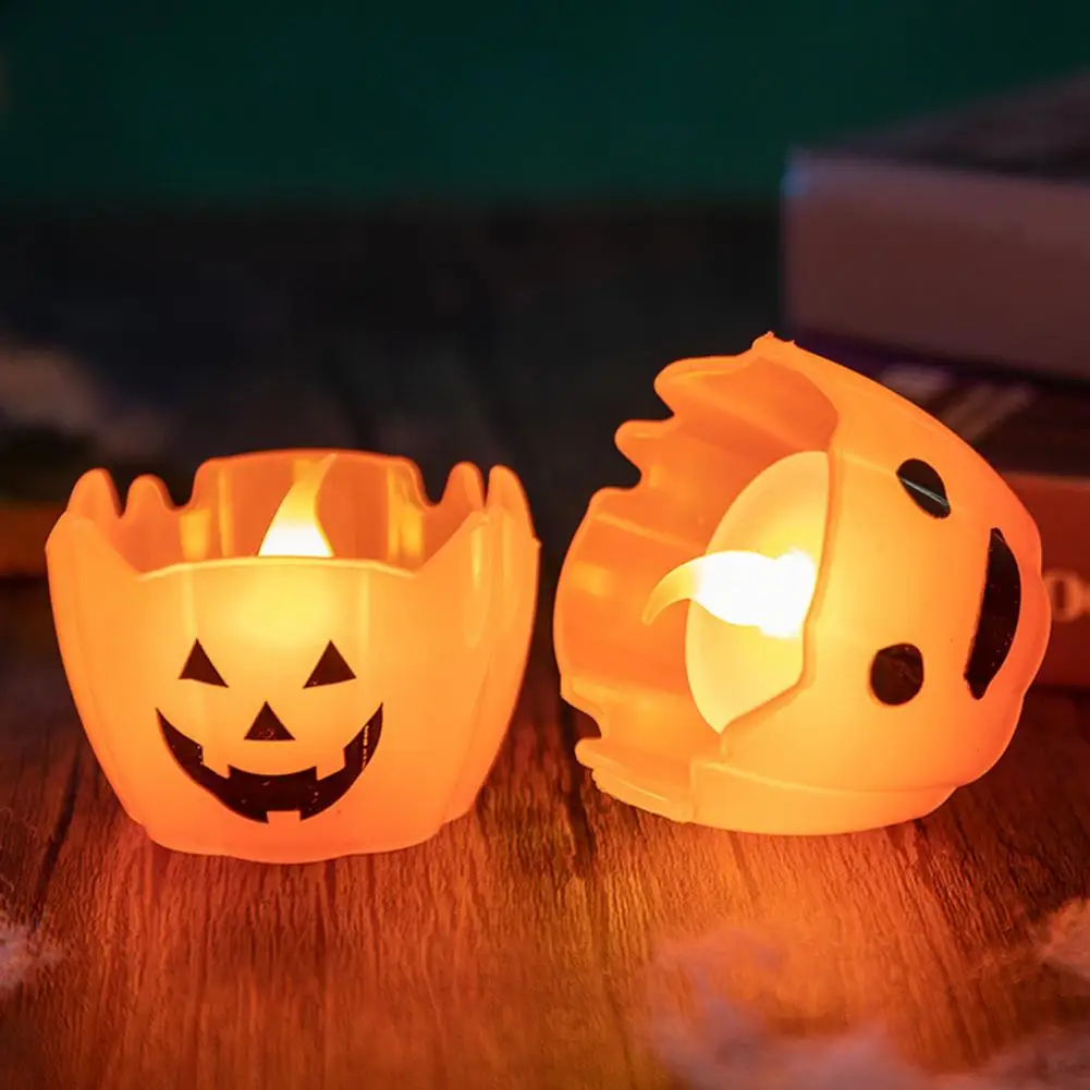 Skull Candle Holder for Halloween Halloween Led Pumpkin Candle Lights Set for Indoor Outdoor Fall Decor 6 Pack Flameless