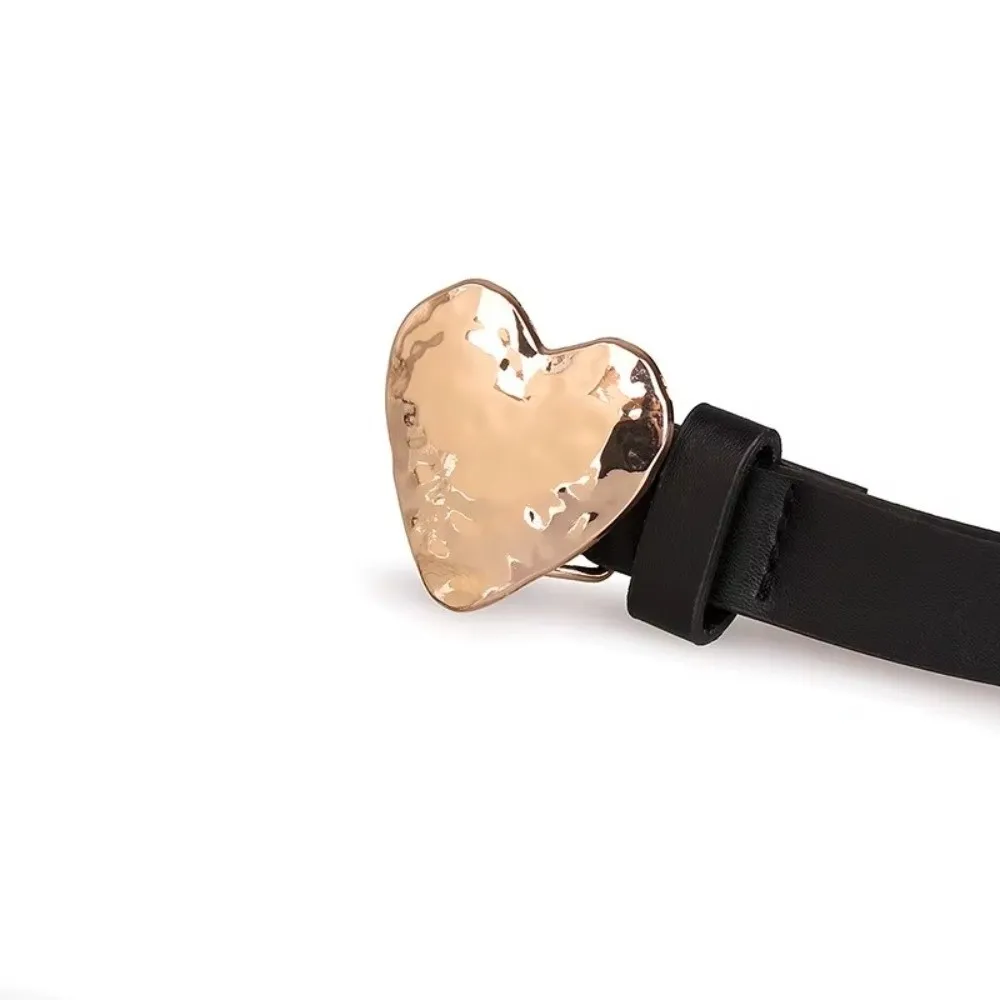 Simple Irregular Women's Slim Belt PU Heart-shaped Buckle Waistband Dress Jeans Belt Clothing Accessory