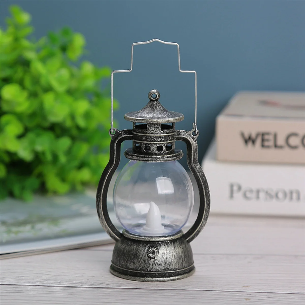 12 Pcs Mini Lantern Decorative with LED Candle Vintage Lantern Hanging Candle Lanterns Battery Operated Lantern Copper