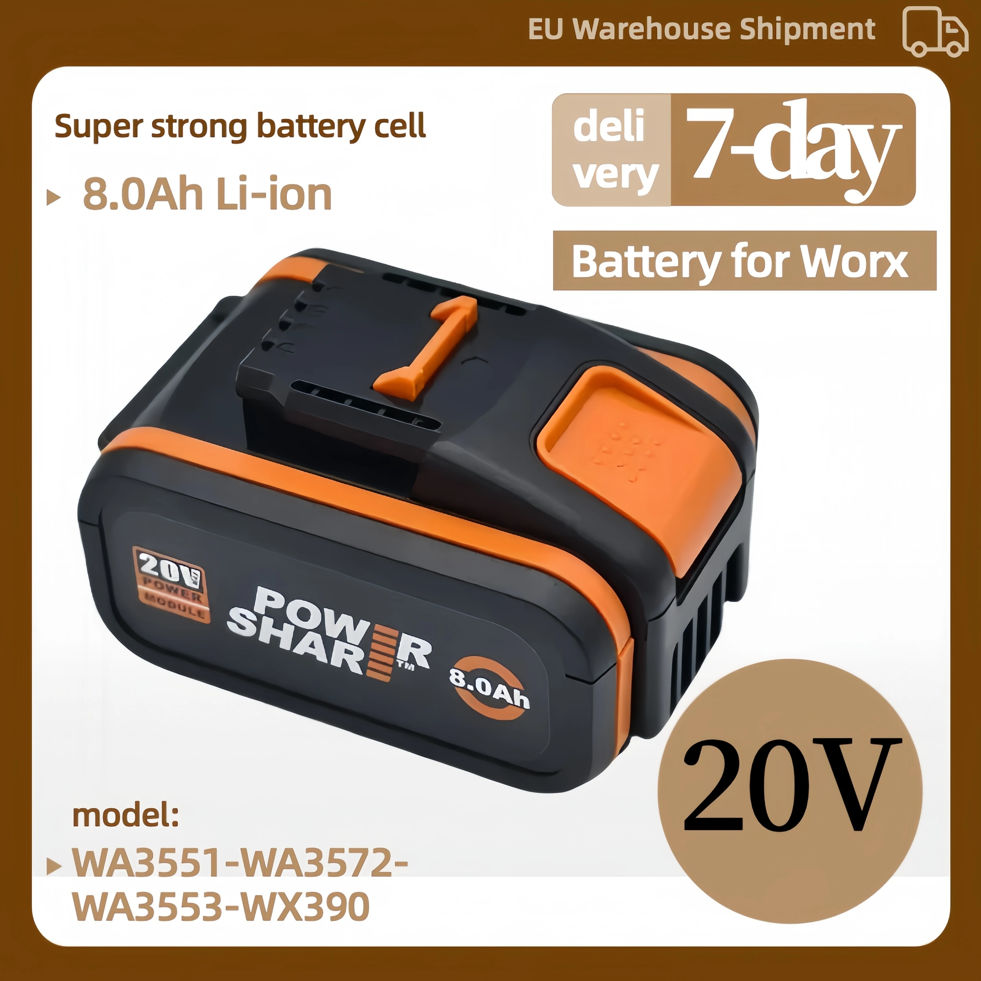 Utensili elettrici e da giardino WORX-batteria ricaricabile al litio originale 20V 8.0Ah WA3553 WA3551 WA3553.1 WA3570