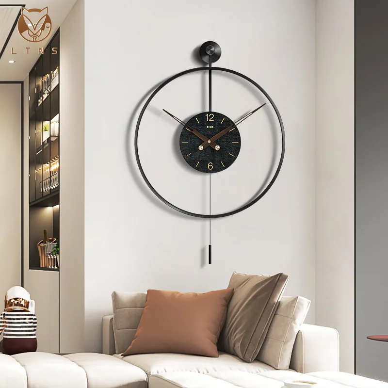 Iron Wall Clock for Living Room, Circular Clock, Art Wall Decoration, Home Hanging Clock, Modern Iron Silent Wall Watch, 50x50cm