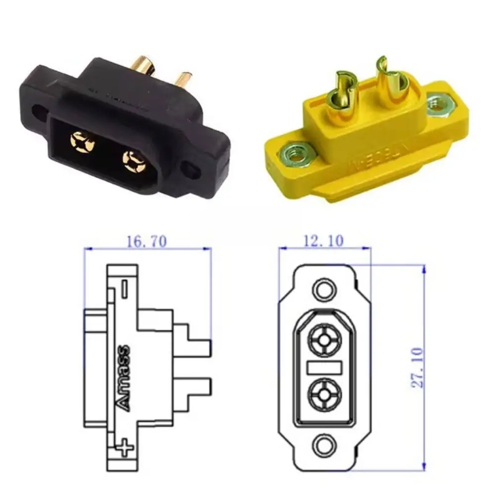 New AMASS XT60E Connector Mountable Plastic XT60E Female Plug Yellow Black FPV Racing Fixed Board XT60E-F Cover RC Accessories