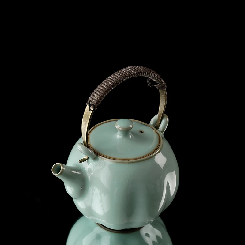 High-end Tianqing Ru kiln antique teapot, large teapot for home use, and gifts for elders