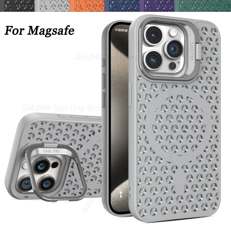 

Чехол-подставка с откидной линзой для Magsafe, чехол для iPhone Apple 17 Pro Max 15 14 13 16 Pro, охлаждающий теплоотводящий чехол Magsafing Cover