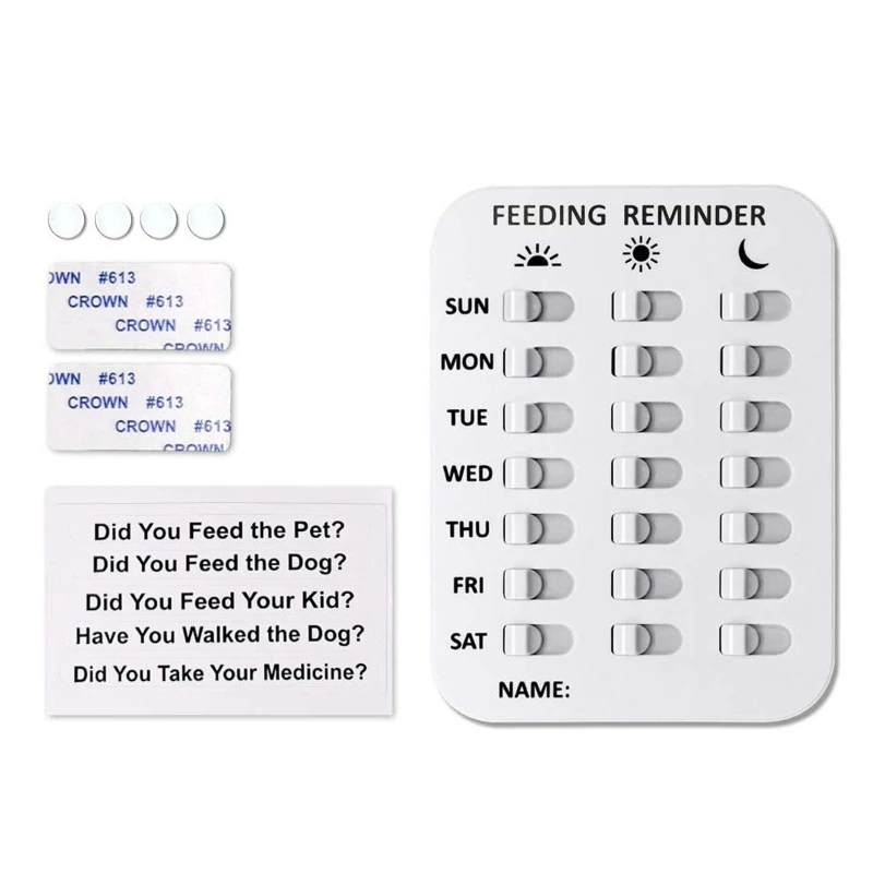 Dog Feeding Reminder Mountable Device Magnets on Back Slide to Green