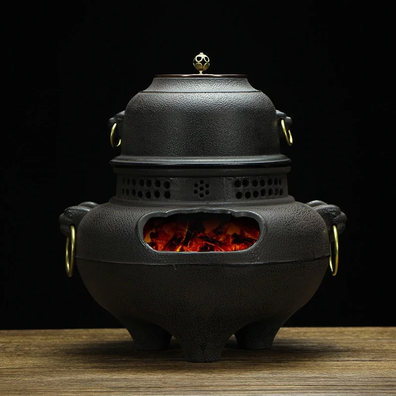 Old Charcoal  Household Indoor Iron Kettle Iron Pot Tea-Boiling  Large Charcoal  Cast Iron Roasting Stove