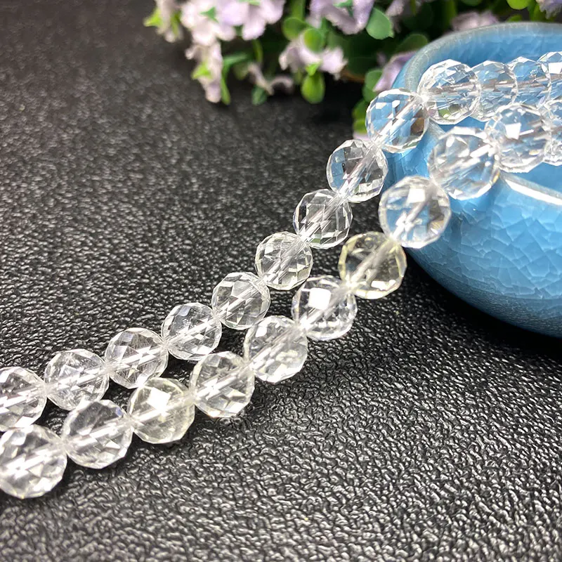 Fine AAAA 100% Natural Stone Faceted Rock Quartz Round Gemstone Spacer Beads For Jewelry Making DIY Bracelet Necklace 6/8/10MM