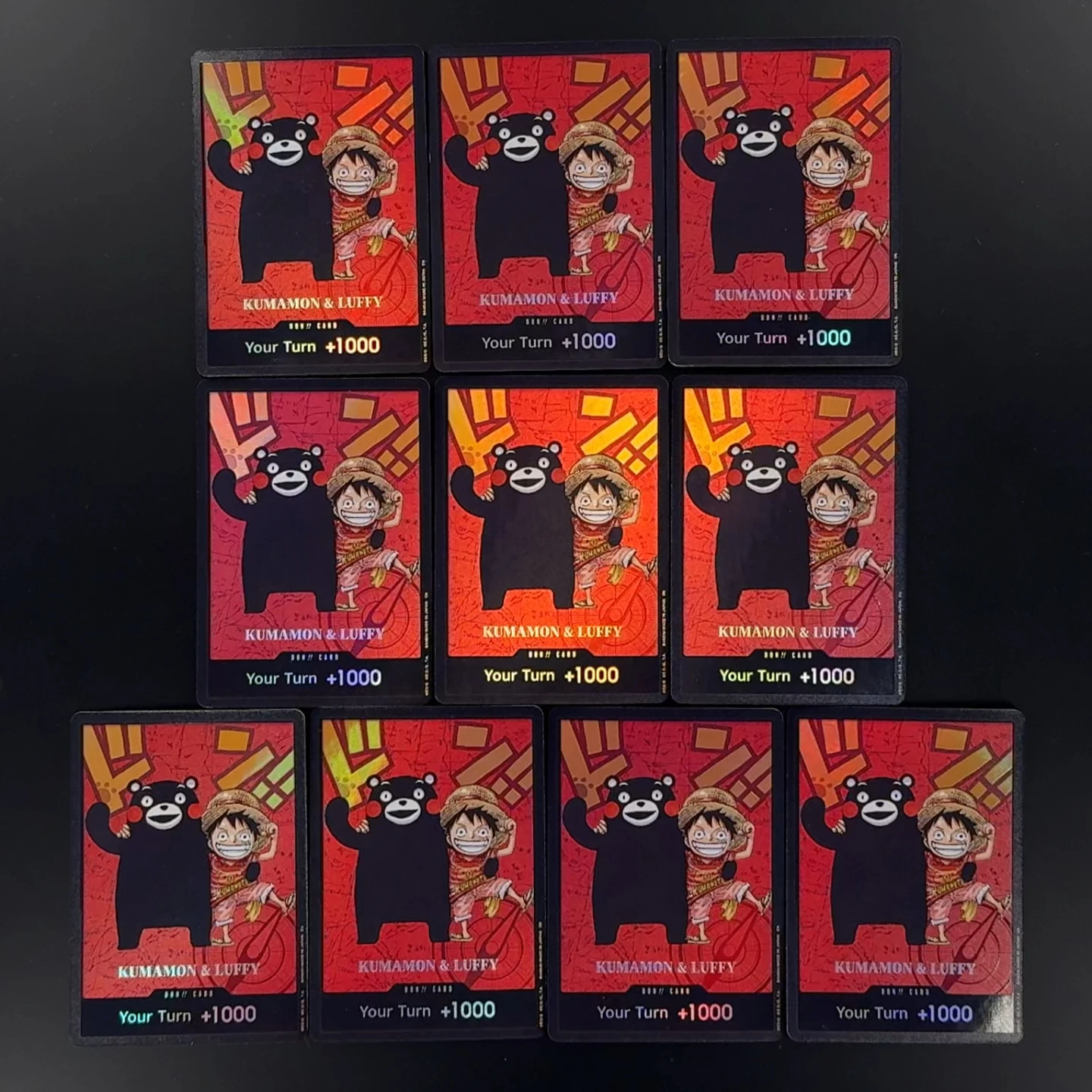 OPCG One Piece X Kumamon Englische DON-Karte 3D-Texturierte Strohhut-Team Luffy Zoro Nami Chopper Robin Anime Sammelkarten TCG