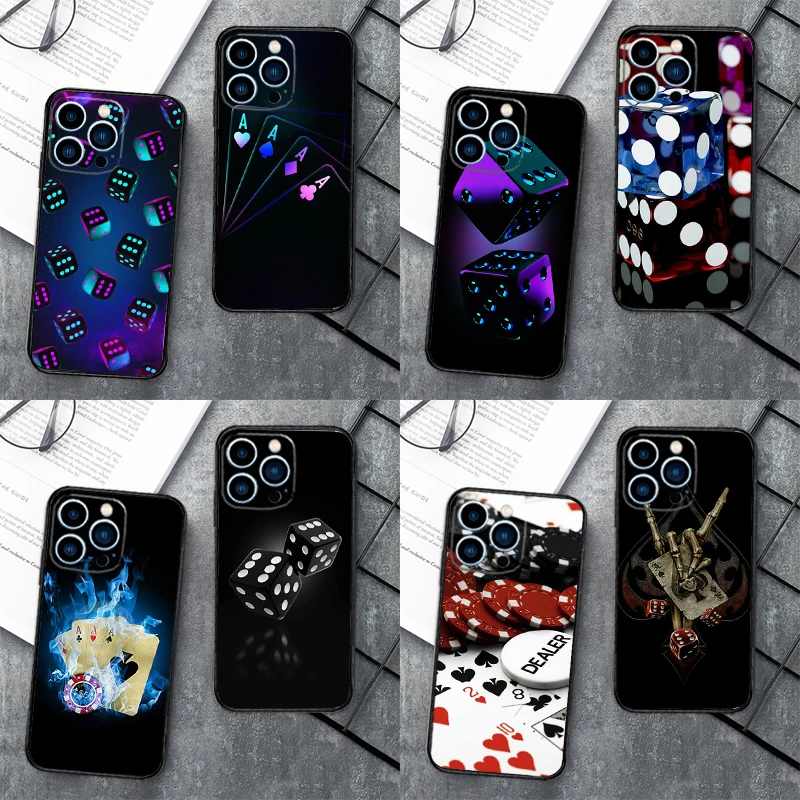 Dices Poker Casino Case For iPhone 16 15 13 12 Mini 11 14 Pro Max XS Max X XR Plus Soft Phone Cover