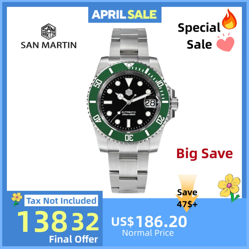 San Martin 40 мм NH35 Water Ghost часы для дайвинга для мужчин