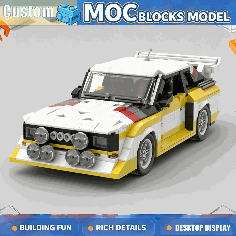 NEW 1296PCS 1:18 Scale Classic Rally Sports Car MOC Building Blocks Model Custom Puzzle Creative Assembly Educational Toy Gift