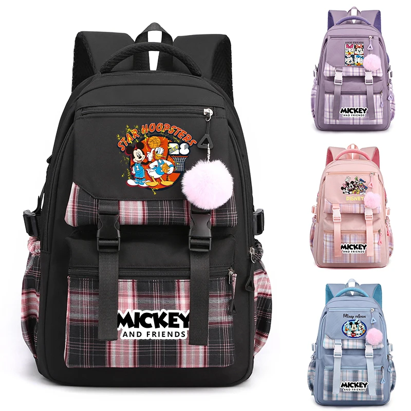 

MINISO Mickey Mouse Backpack Student Teenage Girl Boy Knapsack Women Anime Bookbag Minnie Schoolbag Donald Duck Bag Rucksack