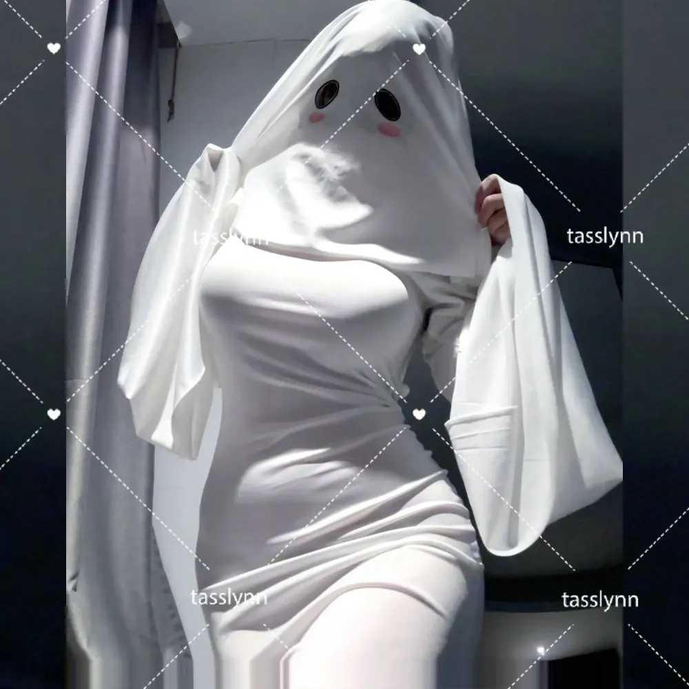 Fantasma Feminino Cosplay Fantasia, Halloween, Cara Assusta, Capa, Grito, Vestido extravagante, Adulto