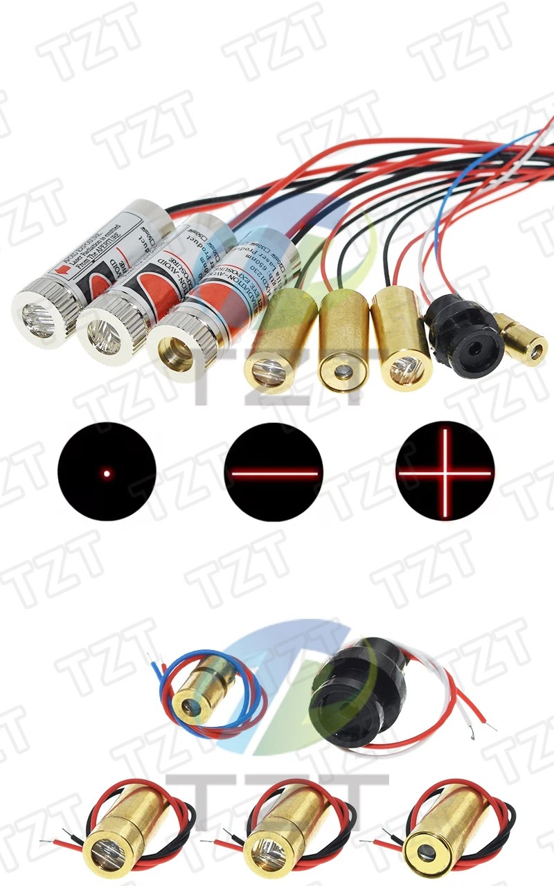 TZT 1/3PCS 650nm 5mW 6MM 9MM 12MM Red Point/Line/Kreuz Laser Modul Kopf Glas Objektiv fokussierbar fokus einstellbare laser kopf – Detail 7