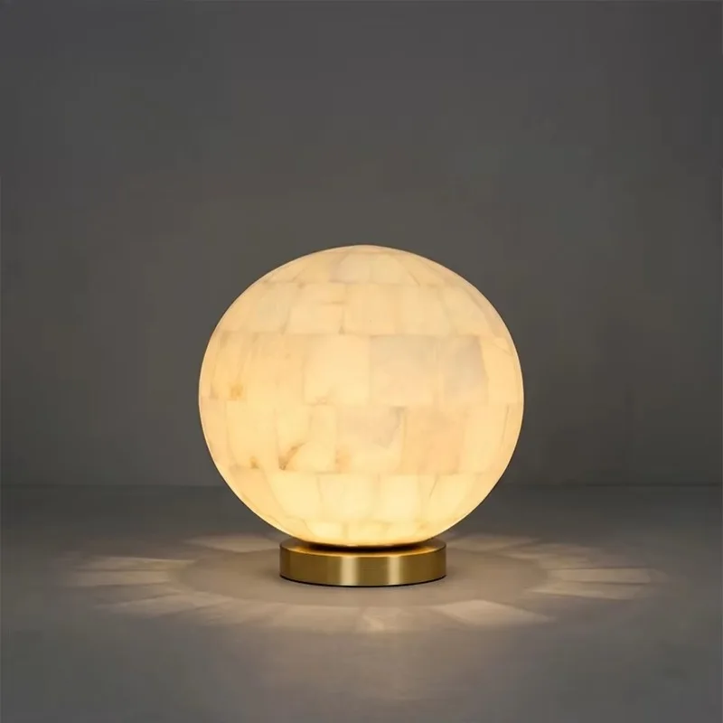 

LED desk lamp brass snowflake stone luxury Italian minimalist style bedside living room desk hotel engineering spherical globe