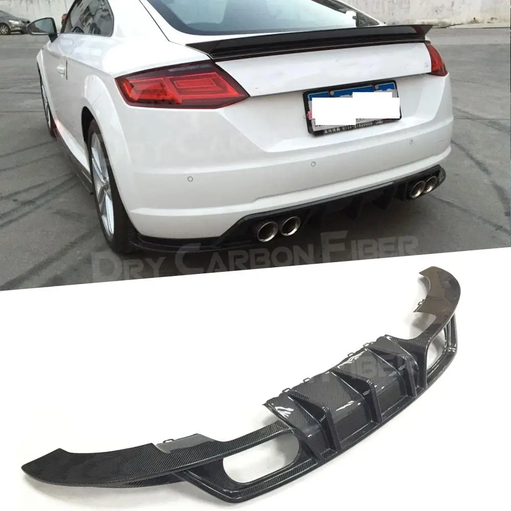 Carbon Fiber Rear Bumper Lip Diffuser For Audi TT TTS TTRS 2014-2017 Four Outlet exhaust BT Style FRP