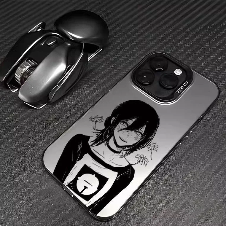 

luxury anime Makima black silver Soft Case protection for iPhone 16 15 13 12 11 14 Pro Max XS XR 7 8 16 Plus X SE Hard Coque