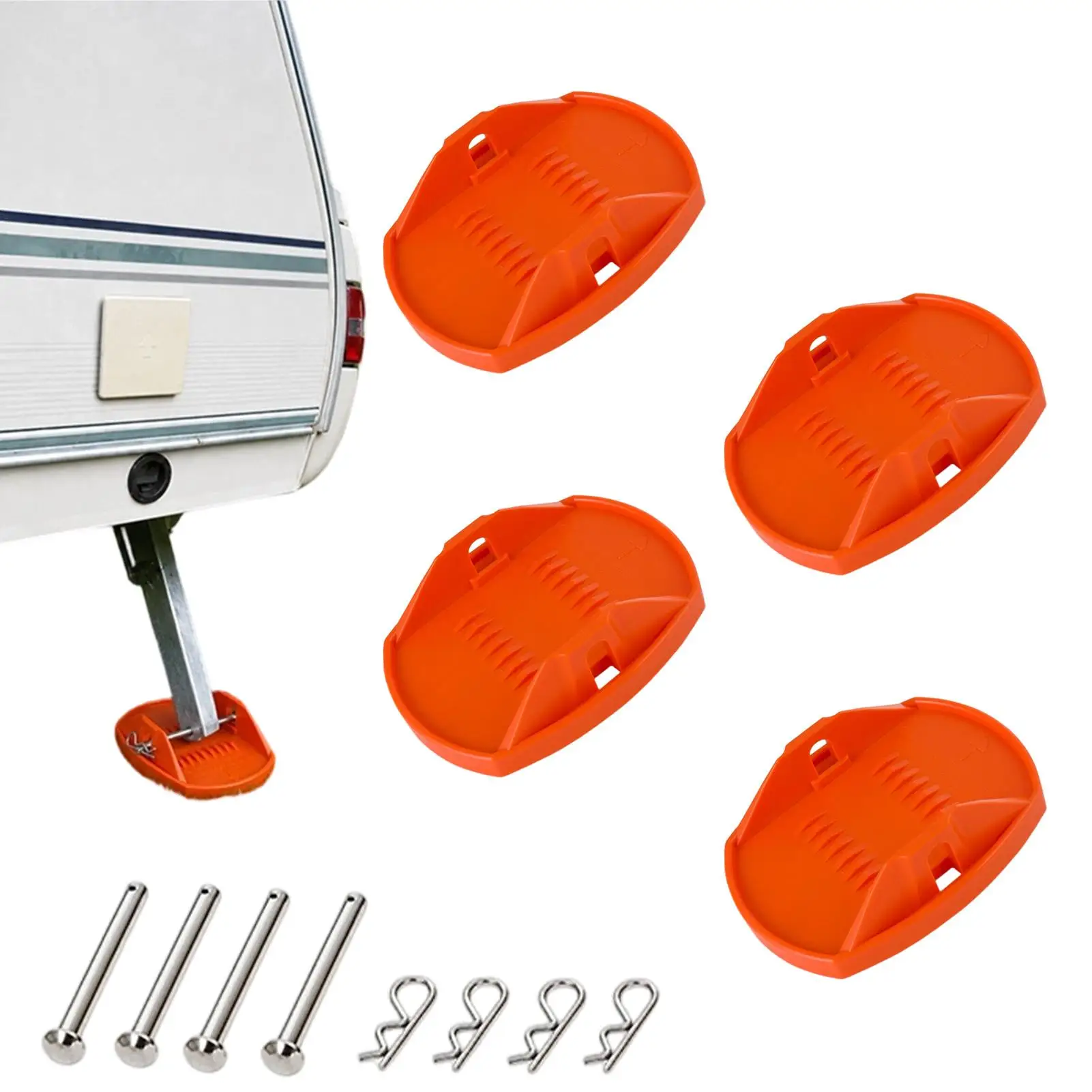 4pcs RV Stabilizer Pads Trailer Jack Foot Cushions with Locking Pin Heavy Duty Support Pads for Camper Caravan Motorhome Travel