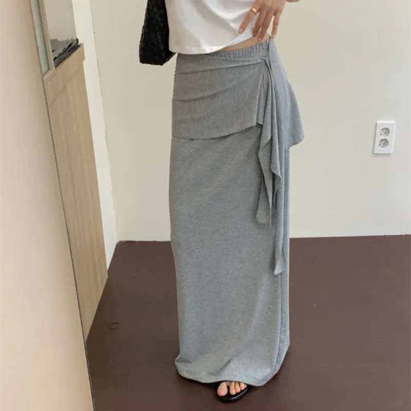 

High Waist Elastic Pure Color Half Skirt with Pencil Curtain Slit for Women Spring Summer Autumn Winter Korean Style Casual S...