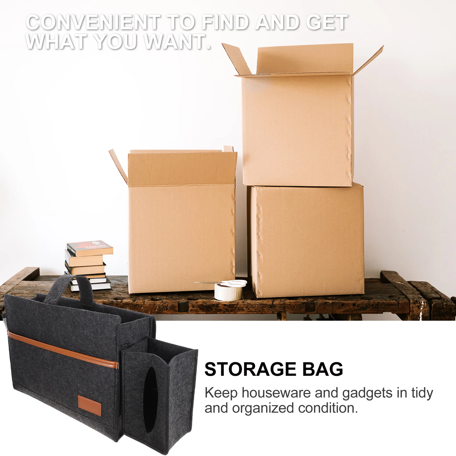 

1Pcs Felt Hanging Bedside Organizer Storage Bag Dorm Sofa Chair Sundries Holder for Remote Phone Magazine Snacks