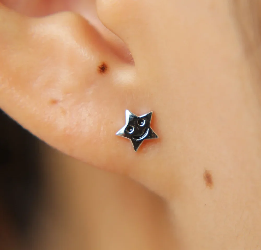 925 sterling silver cute jewelry girl multiple piercing smile star pearl top quality small cute earring jewelry