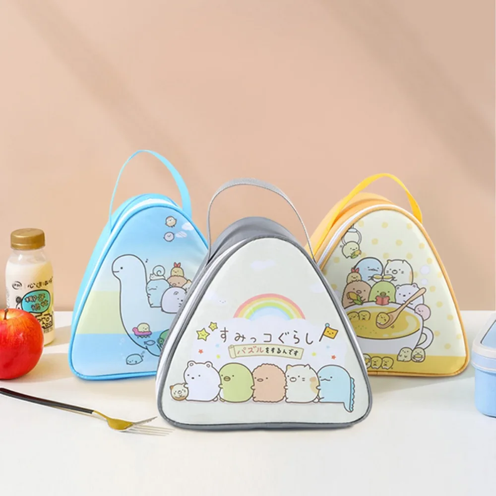 Borsa isolante triangolare in foglio di alluminio Borsa termica per colazione con cerniera addensata Modello di cartone animato a prova di olio