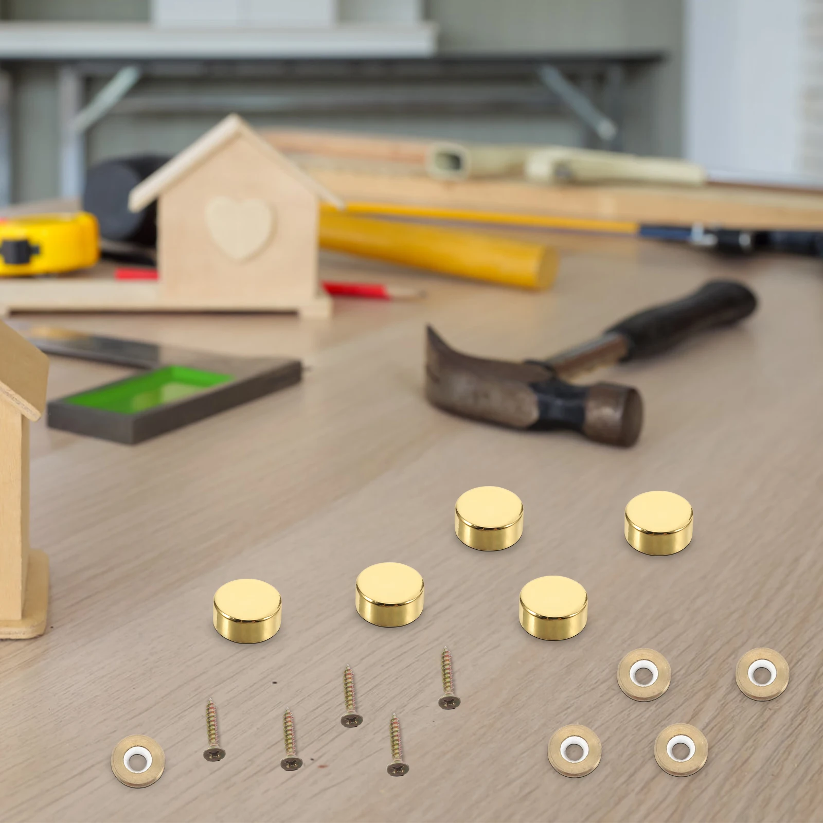 

16Pcs Decorative Nails Flat Metal Mirror Screws 12mm Diameter for Glass Signs Home Decor Advertising Hardware Fasteners