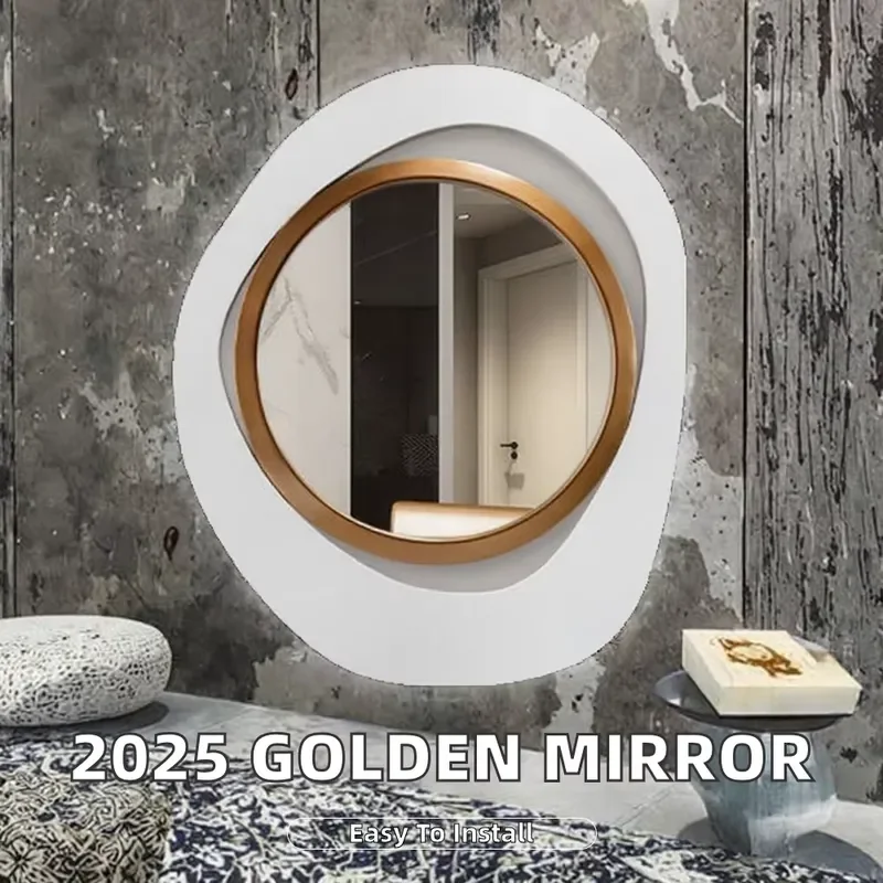 Nordic Modern Minimalist Wall Art 60x45cm Gold Mirror MDF Panel Luxury Creative Home Decor for Living Room Bedroom Birthday