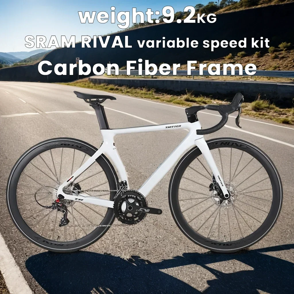 T8 carbon fiber frame Oil pressure disc brake road bike 22 Speed Internal wiring Road racing ultra-light Aldult Student Bicycle