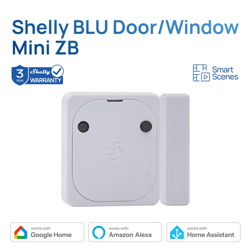 Shelly BLU Door/Window Mini ZB Smart Mini Door Sensor Tilt Detection Ambient Light Sensing Narrow Frames Where Alexa Google Home