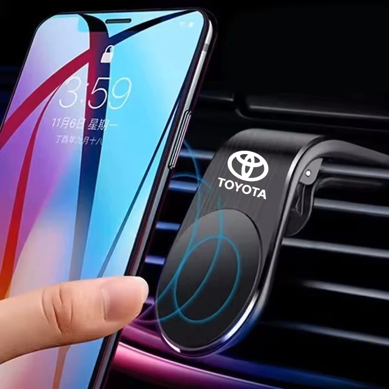 Автомобильный металлический магнитный держатель для телефона, аксессуары для салона автомобиля для Toyota Corolla Prius Yaris Rav4 CHR Aygo Hilux Raize Camry Sienna Ven