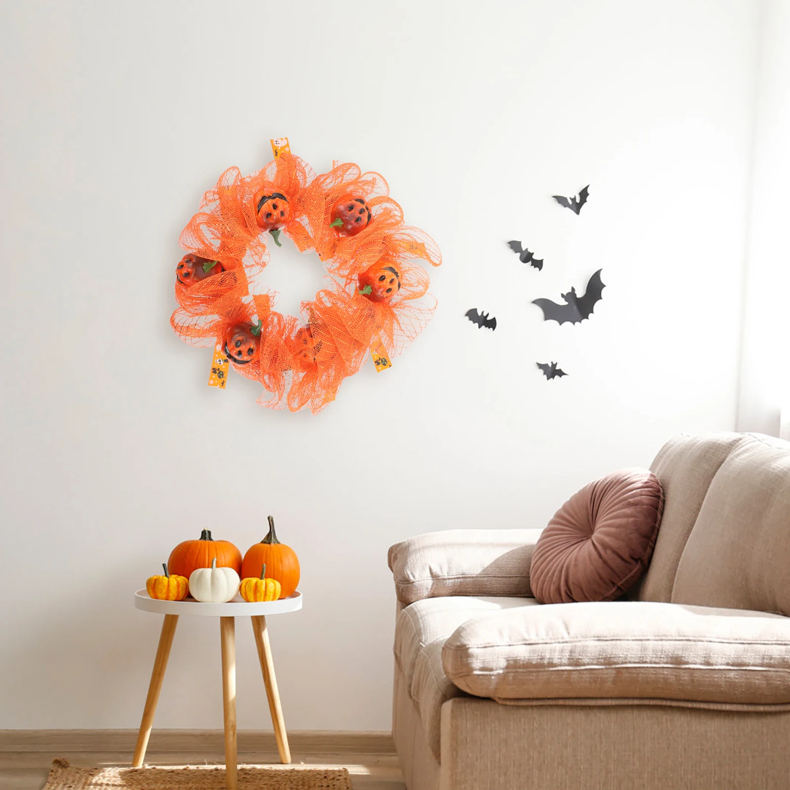 

Pumpkin Wreath Pendant -operated Decoration Halloween for Front Door Decorations Outdoor Cloth Wreaths