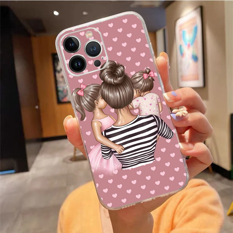 Phone Case For iphone 17 Pro Max Air 16 15 14 13 Pro Max 15 16 Pro 15Plus Mama Mom Son Daughter Case Funda