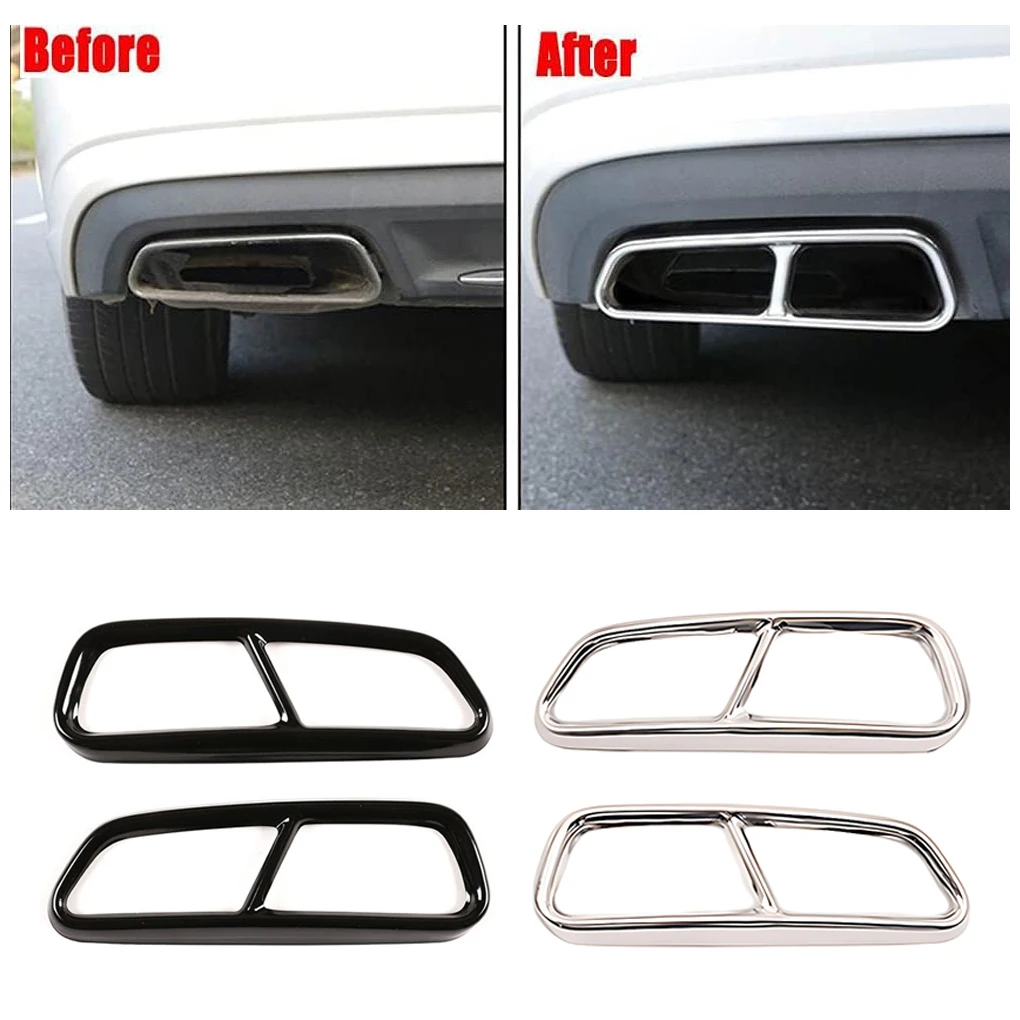 2x Sleek Appearance Car Exhaust Tailpipe Trim Frame Cover Enhanced Style Corrosion Prevention