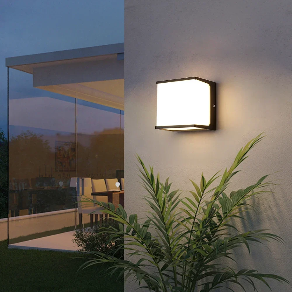 Wall Lamp Waterproof LED Lights Courtyard Villa Exterior Garden Light Corridor Balcony Nordic Simple No Sensor 8W Cube Wall Lamp