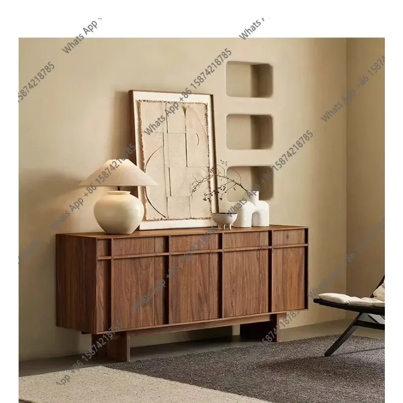 30 North American Black Walnut Dining Side Cabinet Retro Wabi Sabi Medieval Bucket Cabinet Solid Wood Living Room Storage Locker