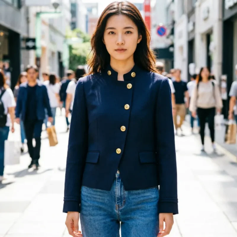 

Новый модный приталенный блейзер премиум-класса для офиса с золотыми пуговицами, коллекция Весна 2026