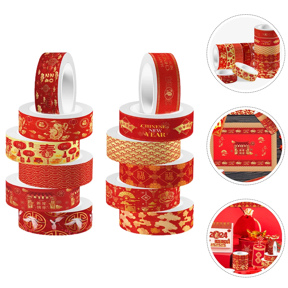 

12 Rolls Chinese Style Year of The Dragon Washi Tape Retro Decor New Gift Wrapping DIY Crafts Planner Tapes