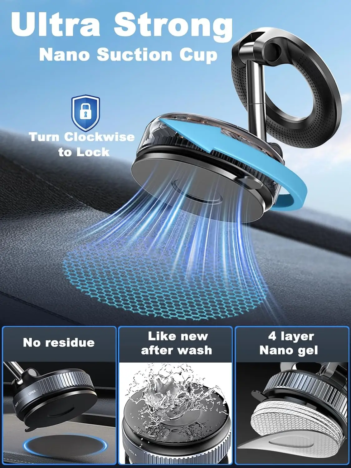 Vakuum-Magnetischer Universalhalter Magsafe Saugnapf-Telefonhalter 360° ° Verstellbarer Magnetischer Handyhalter Faltbar in Taschengröße – Detail 6