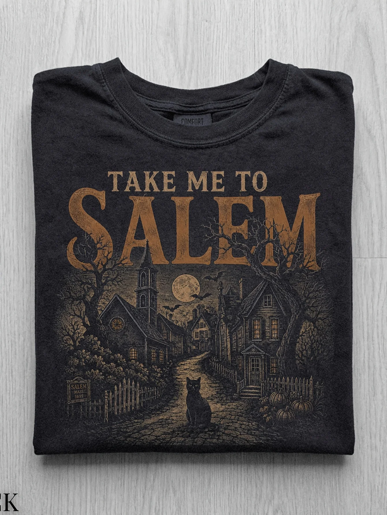 Take Me To Salem Shirt Salem Witch T Shirt Vintage Halloween Witchy Fall Gothic Short Sleeve Graphic Casual Apparel