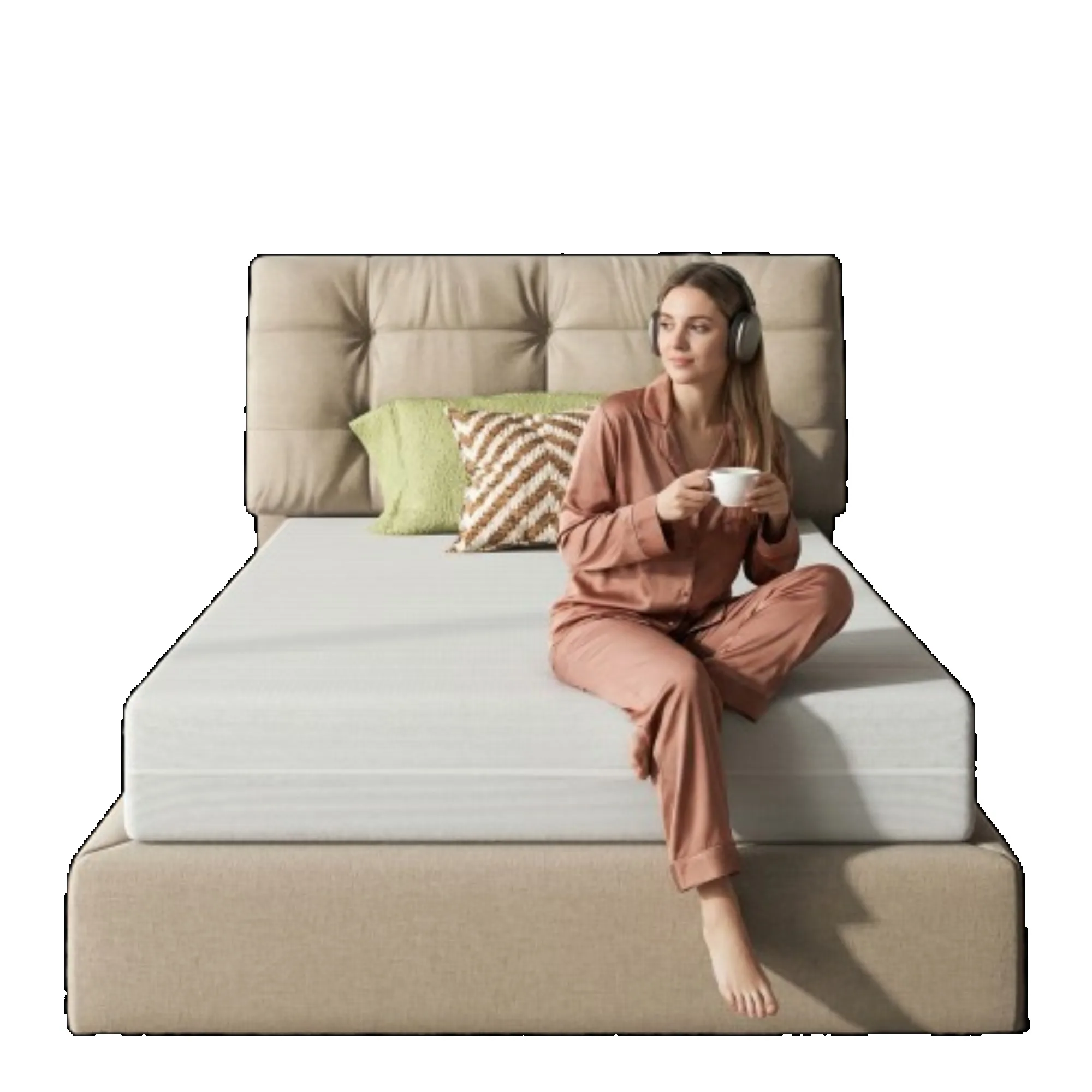 Matelas ergonomique en mousse froide 140x200 cm, hauteur 16 cm, fermeté moyenne, housse en tissu 3D respirant, lavable et hypoallergénique