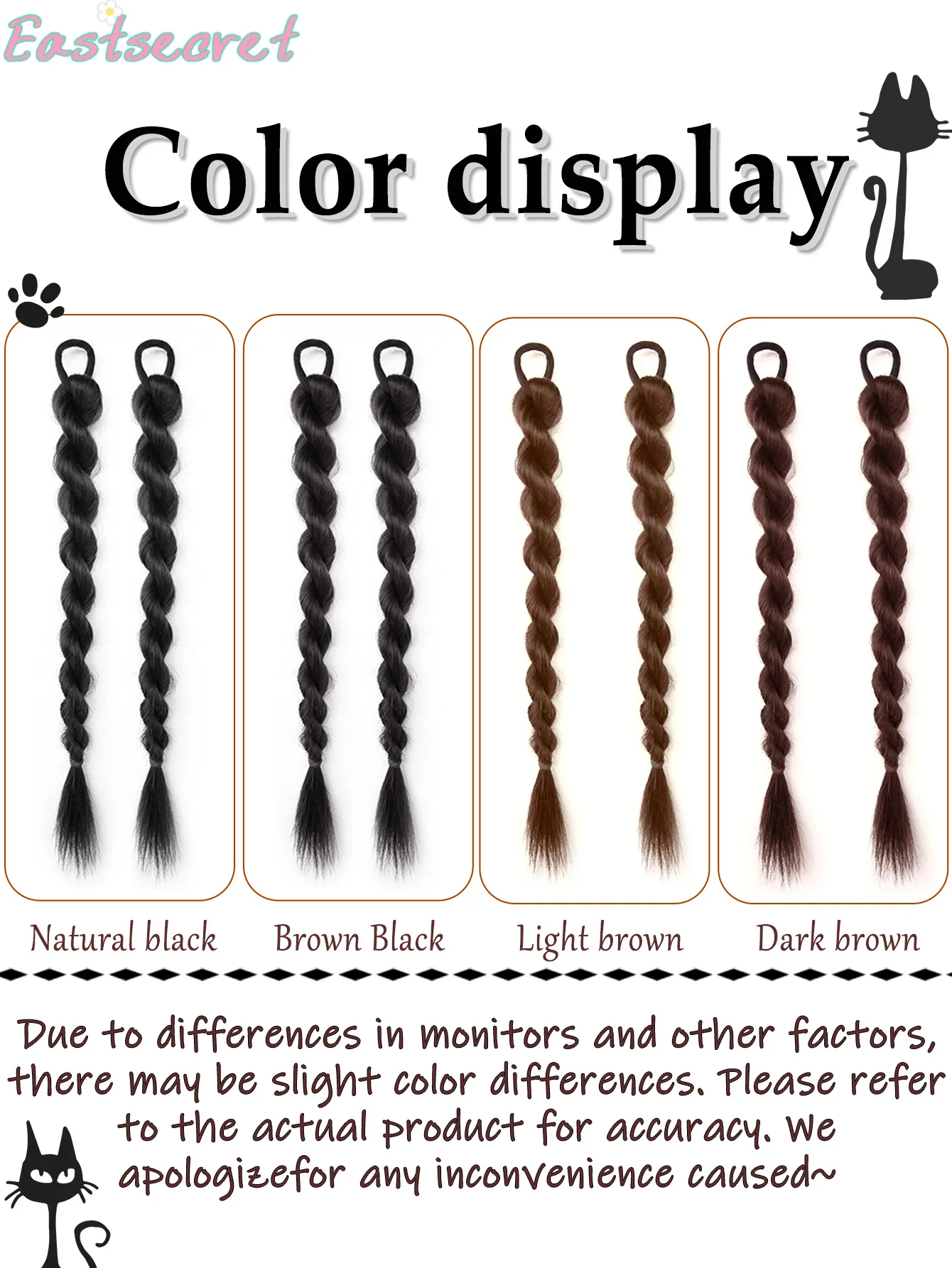 이스트 더블 포니테일 트위스트 브레이드 도파민 스윗 쿨 걸스 복싱 튀긴 반죽 트위스트 합성 가발 브레이드