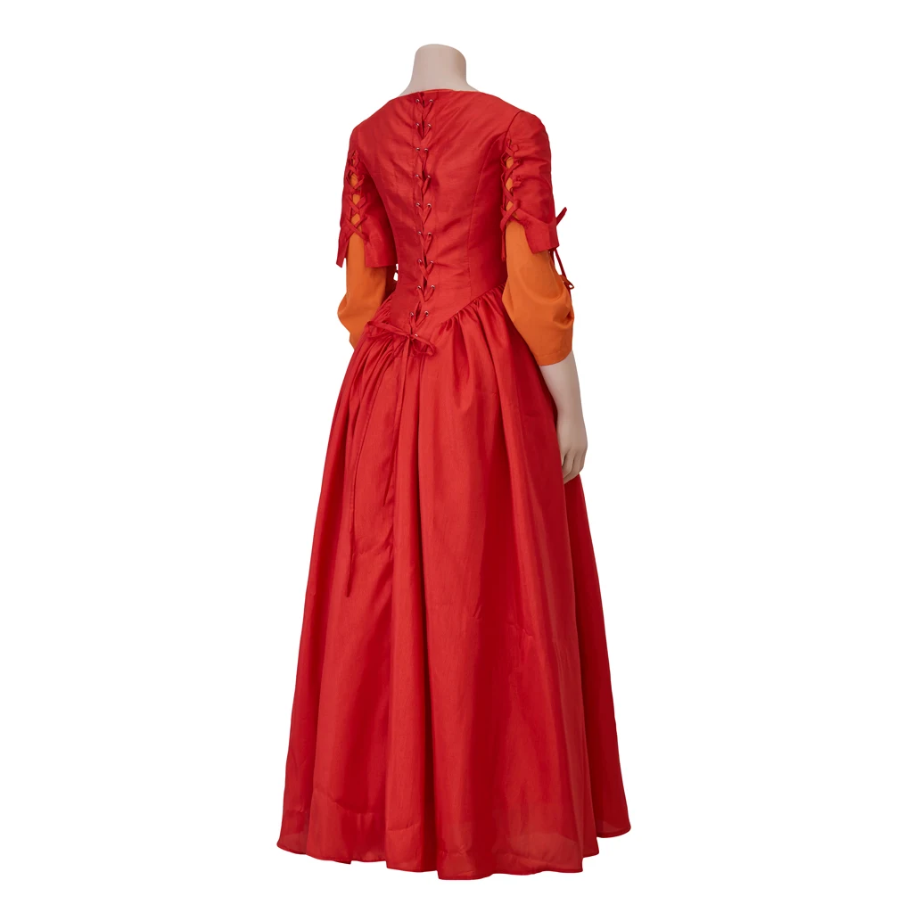 زي نسائي أحمر موسيقي مصنوع حسب الطلب فستان فيكتوري ملابس تنكرية عتيقة ملابس حفلات الهالوين كرنفال