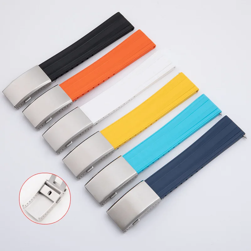 

Fluoro Rubber FKM Smartwatch Watchband For Breitling Tudor Longines Tissot Omega Huawei Samsung Qucik Release watchband 22mm